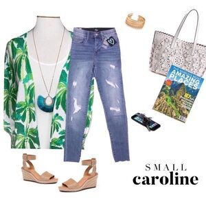 Green Leaf Print Cardigan